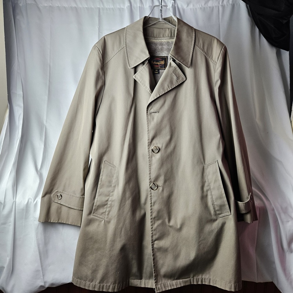 Vintage Botany‎ 500 Faux Fur Zip Out Lined Trench Coat Size 42 Regular
